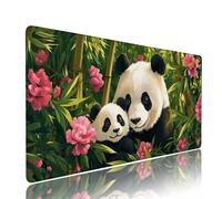 Grand Tapis de Souris XXL Vert Tapis Bureau avec Base Anti-Dérapage, Design Durable et Imperméable, sous Main à Bords Cousus Clavier Mouse Pad Panda 600x300x3mm pour PC et Tapis de Portable d-931