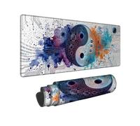 Grand tapis de souris Zen Circuit Board Tech Art 40,6 x 91,4 cm | Motif de circuit imprimé numérique, sous-main, accents de code binaire, style artistique aquarelle, thème philosophique
