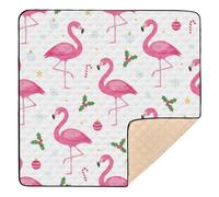 Grand tapis de sport antidérapant pour bébé avec flamant rose et ornement de Noël pour intérieur et extérieur, tapis de jeu portable pour bébé, enfants, tout-petits, nourrissons, 127 x 127 cm