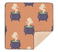 Grand tapis de sport imperméable pour intérieur et extérieur Motif chaudron de sorcière Halloween