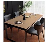 Grand Tapis de Table en Cuir, Nappe Simili Cuir Anti Tache Impermeable Antidérapante Anti-Brûlure Protection pour Table pour Cuisine, Table Basse, Bureau, Intérieur, Extérieur,(80×120cm,Khaki)