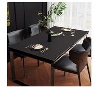 Grand Tapis de Table en Cuir, Nappe Simili Cuir Anti Tache Impermeable Antidérapante Anti-Brûlure Protection pour Table pour Cuisine, Table Basse, Bureau, Intérieur, Extérieur,(90×180cm,Black)