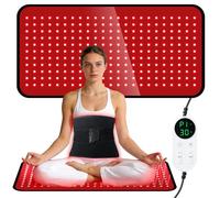 Grand tapis de thérapie par lumière rouge amélioré de 61 x 30,5 cm 253 LED Tri-Chip Grade 48 W 660 nm et 850 nm, contrôleur de minuterie, tapis lumineux proche infrarouge pour le dos, les épaules, les