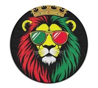 Grand Tapis de Yoga pour Femme, décoratif pour canapé, Rond, Yoga Lavable, Motif Drapeau Reggae King Rasta Lion Noir,