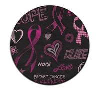 Grand Tapis de Yoga pour Femme, décoratif pour canapé, Rond, Yoga Lavable, Sensibilisation au Cancer du Sein, Espoir, Amour, guérison, Rose et Noir