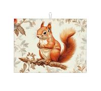 Grand tapis d'égouttage en microfibre réutilisable et lavable pour accessoire de cuisine Motif The Little Squirrel is On The Branch 45,7 x 61 cm