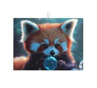 Grand tapis d'égouttage en microfibre réutilisable et lavable The Fox Playing with Bubbles pour accessoires de cuisine 45,7 x 61 cm
