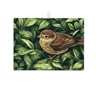 Grand tapis d'égouttage en microfibre réutilisable et lavable The Sparrow is Standing On The Green Leaf pour accessoire de cuisine, 45,7 x 61 cm