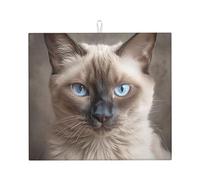 Grand tapis d'égouttoir à vaisselle pour comptoir de cuisine, super absorbant, beau chat siamois en microfibre, tapis d'égouttoir antidérapant pour éviers, cafetière, 45,7 x 40,6 cm