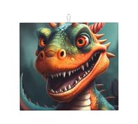 Grand tapis d'égouttoir à vaisselle pour comptoir de cuisine, super absorbant, en microfibre, motif dragon rugissant, tapis d'égouttoir antidérapant pour éviers, cafetière, 46 x 41 cm