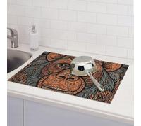 Grand tapis d'égouttoir à vaisselle pour comptoir de cuisine, super absorbant, motif tribal orang-outan, en microfibre, tapis d'égouttoir antidérapant pour éviers, cafetière, 61 x 46 cm