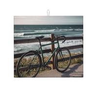 Grand tapis d'égouttoir à vaisselle pour comptoir de cuisine, tapis de séchage super absorbant pour vélo appuyé sur une clôture, tapis d'égouttoir antidérapant pour éviers, cafetière, 46 x 41 cm