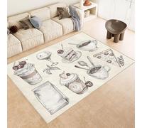 Grand Tapis Desserts 140x200 cm Carpet Nourriture Café 3D Imprimé Motif Cachemire Tapis de Cuisine AntidéRapant et Lavable Idéal pour Chambre Adulte Cuisine Exterieur Bureau (9 Tailles Disponibles)