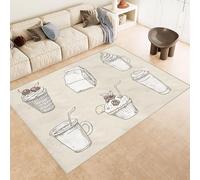 Grand Tapis Desserts 180x240 cm Carpet Nourriture Café 3D Imprimé Motif Cachemire Tapis de Cuisine AntidéRapant et Lavable Idéal pour Chambre Adulte Cuisine Exterieur Bureau (9 Tailles Disponibles)