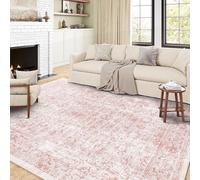 Grand tapis d'intérieur ultra doux et lavable, pour salon, salle à manger, chambre à coucher, antidérapant, motif floral vintage, rose, 1,8 x 2,7 m