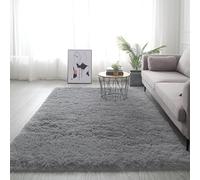 Grand tapis doux à poils longs, ne perd pas ses poils, lavable, antidérapant pour chambre à coucher, chambre d'enfant, salon - Gris - 160 x 200 cm