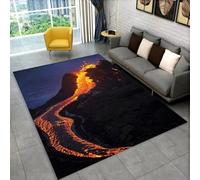 Grand Tapis,Impression 3D Volcan Lave Magma Volcanique,Tapis Antidérapant Rouge Noir Orange pour Salon Chambre Salle de Bain Cuisine Couloir Canapé Paillasson Salle de Jeux (Coloré 6,80x160 cm)