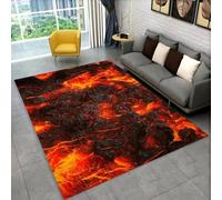 Grand Tapis,Impression 3D Volcan Lave Magma Volcanique,Tapis Antidérapant Rouge Noir Orange pour Salon Chambre Salle de Bain Cuisine Couloir Canapé Paillasson Salle de Jeux (Coloré 5,60x90 cm)