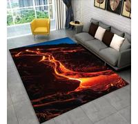 Grand Tapis,Impression 3D Volcan Lave Magma Volcanique,Tapis Antidérapant Rouge Noir Orange pour Salon Chambre Salle de Bain Cuisine Couloir Canapé Paillasson Salle de Jeux (Coloré 4,140x200 cm)