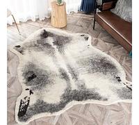 Grand tapis imprimé blaireau en fausse fourrure - 1,6 x 2,1 m - Tapis imprimé en imitation fourrure de vache - Tapis pour maison, bureau, salon, chambre à coucher, gris et blanc