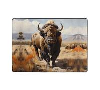 Grand tapis imprimé troupeau de bison d'Amérique du Nord - 203,2 x 147,3 cm - En flanelle - Pour chambre à coucher, bureau, salle de bain