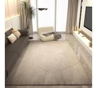 Grand tapis lavable et antidérapant à poils courts pour chambre à coucher, bureau, salle à manger, cuisine, salon moderne beige plumes 160 x 280 cm
