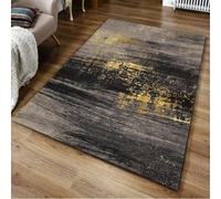 Grand tapis lavable pour salon, accessoires de décoration de sol, 200 x 250 cm, jaune, moderne, noir, gris, taupe, abstrait, noir, 200 x 250 cm