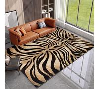 Grand tapis lavable pour salon, accessoires de décoration de sol, noir, orange, jaune, motif léopard moderne, noir, 200 x 250 cm, 2 x 2,5 m