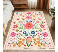Grand tapis moderne rouge, bleu, vert, jaune, beige, motif floral, multicolore, 180 x 250 cm, tapis décoratif pour salon, chambre à coucher, salle à manger, chambre d'adolescent, tapis qui ne perd pas