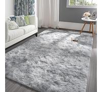 Grand tapis pelucheux rectangulaire en peluche teint sur nœuds pour chambre à coucher, salon, 2,4 x 3 m, pour filles, enfants et garçons, gris clair