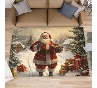 Grand tapis Père Noël, salon, 160 x 230 cm, motif scène de neige, conte de fées, tapis de sol pour chambre à coucher, festival, tapis de sol qui ne perd pas ses poils pour chambre d'enfant, bureau