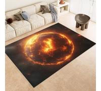 Grand Tapis Planète 160x230 cm Carpet Flamme Galaxie 3D Imprimé Motif Cachemire Tapis de Cuisine AntidéRapant et Lavable Idéal pour Chambre Adulte Cuisine Exterieur Bureau (9 Tailles Disponibles)