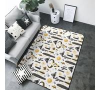 Grand tapis pour salon, chambre à coucher, motif tête de mort de mouton occidental, noir, 12 x 183 cm, doux, lavable, antidérapant, pour salle à manger, chambre d'enfant, bureau 203,2 x 147,3 cm