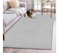 Grand tapis rectangulaire lavable en cuir vintage pour salon, chambre à coucher et salle à manger, 1,2 x 1,8 m, gris