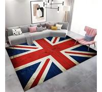 Grand tapis rétro lavable pour salon et chambre à coucher, motif drapeau britannique, durable, pour décoration d'intérieur