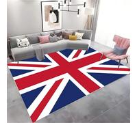 Grand tapis rétro lavable pour salon et chambre à coucher - Motif drapeau Union Jack - Durable - Décoration d'intérieur - Design unique