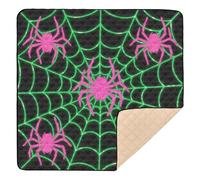 Grand tapis robuste en toile d'araignée lumineuse verte et rose pour que bébé puisse jouer sur le sol pour l'intérieur et l'extérieur - Tapis d'activité pliable confortable pour bébés, nourrissons et