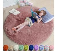 Grand tapis rond à poils longs pour chambre de bébé et d’enfant, dortoir ou salle de jeux, joli tapis rose poudré de 1,8 m
