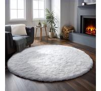 Grand tapis rond lavable à poils longs pour chambre à coucher, salon, chambre d'enfant, salle de jeux, décoration d'intérieur, blanc, 1,8 m