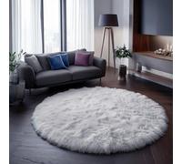 Grand tapis rond lavable à poils longs pour chambre à coucher, salon, chambre d'enfant, salle de jeux, décoration d'intérieur, blanc, 1,8 m
