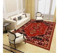 Grand Tapis Rouge géant 180x250cm - Motif Floral rétro, antidérapant et insonorisé, idéal pour Le Salon et la Chambre, avec Un élégant paillasson et Bordure de Sol. Convient égalem