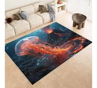 Grand Tapis Salon 140x200 cm Imitation Cachemire Antidérapant Motif MéDuse Volcan Lave 3D Tapis Lavable en Machine ou Passer l'Aspirateur pour Chambre à Coucher Bureau (9 Tailles Disponibles)