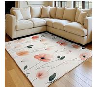 Grand Tapis Salon Fleurs et Fleurs Sauvages 180 x 270 cm Rose Doux Poil Ras Antidérapant Lavable en Machine, Chambre Adulte Intérieur Extérieur Salle à Manger Cuisine