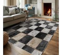 Grand Tapis Salon Vintage Plaid 200x300 Lavable Motif Affligé Vieux Noir Blanc Tapis Deco Chambre Fille Ado Adulte Interieur Moquette Chambre Descente De Lit Carpet Antidérapant Poil Court, FD6601