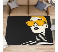 Grand tapis tendance pour salon - 160 x 230 cm - Portrait tendance - Pour chambre à coucher, chambre d'enfant, salle de jeux - Femme abstraite - Ne perd pas ses poils