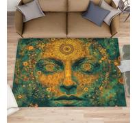 Grand tapis vintage Totem pour chambre à coucher, motif visage humain, tapis de sol mystère abstrait qui ne perd pas ses poils, pour chambre d'enfant, bureau, salle de jeux d'enfants - 160 x 230 cm