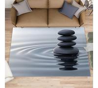 Grand tapis zen spa, salon, 160 x 230 cm, minimaliste, motif pierres mortes, pour chambre à coucher, méditation, galets, ne perd pas ses poils, pour chambre d'enfant, bureau, salle de jeux pour