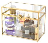 Grand terrarium géométrique en laiton doré et verre - Forme rectangulaire vintage avec pied - Parfait pour centre de table, cadeau et boîte de présentation, pièce maîtresse souvenir