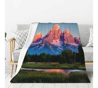 Grand Teton Couverture en flanelle légère et chaude avec imprimé parc national pour canapé, lit, camping