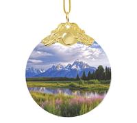 Grand Teton - Décoration de sapin de Noël en verre - Parc national - 2025 - Rond à suspendre - Décoration de sapin de Noël pour fête, mariage, cheminée en plein air